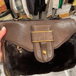 Dark Brown Faux Fur Handbag NWOT
